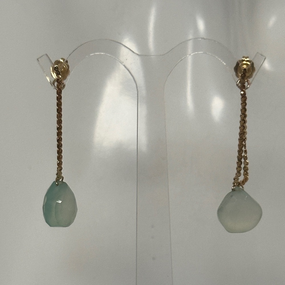 14k real solid Gold Jade Gemstone earrings​​​